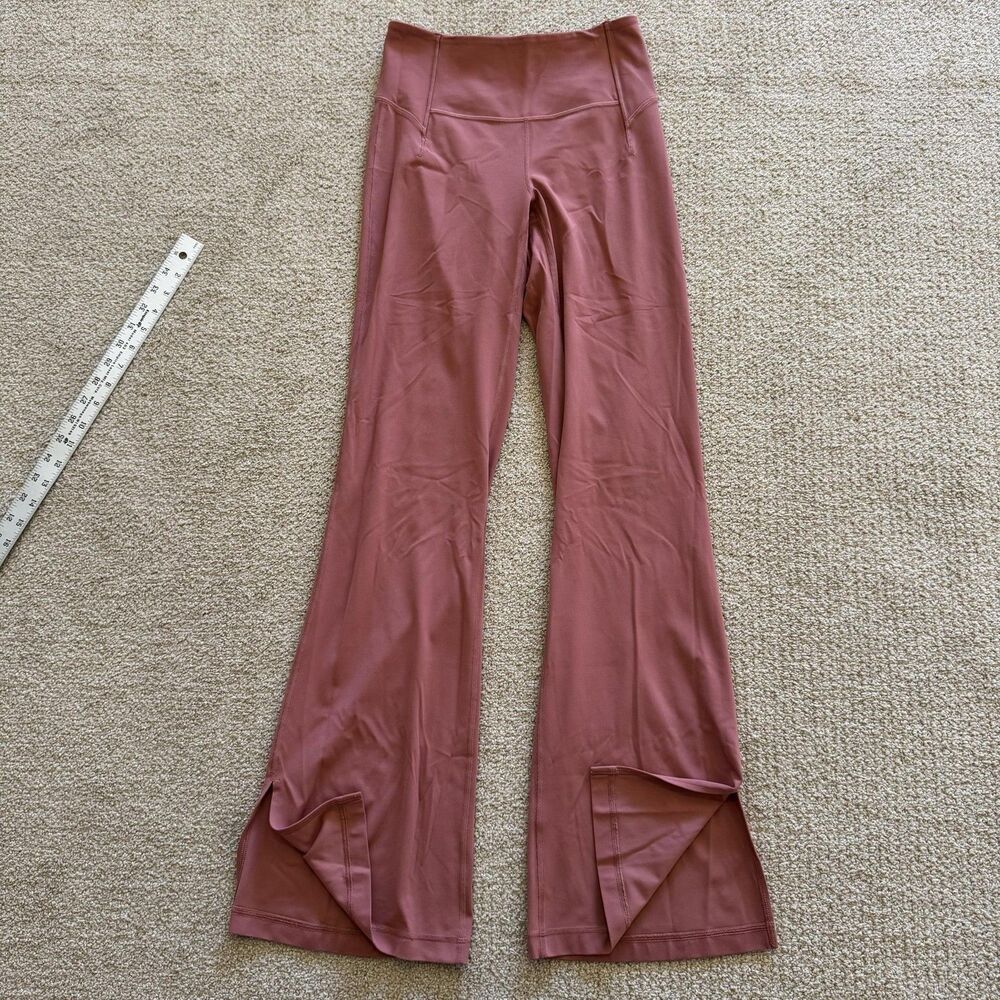 Lululemon Leggings Womens 6 Pink High Rise Flare Ankle Split Hem Pockets